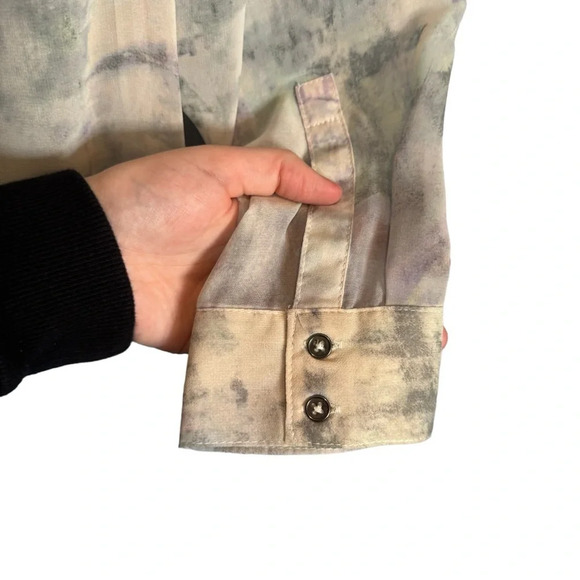 Silence + Noise Urban Outfitters Sheer Tie Dye  Pastel High Low Split Hem Blouse - Picture 8 of 15